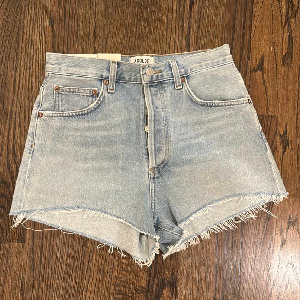 New AGOLDE Mila High Waist Cutoff Denim Shorts Size 26